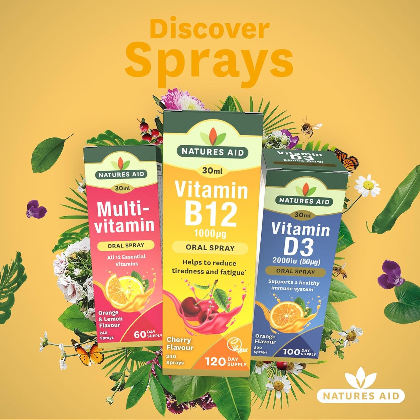 Vitamin B12 1000ug Oral Spray 30ml - Natures Aid - Food Supplements - Eco Natural Products