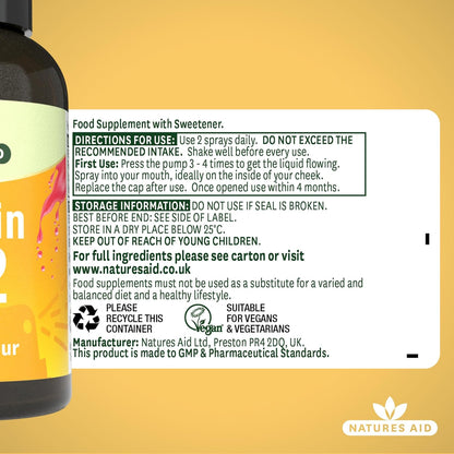 Vitamin B12 1000ug Oral Spray 30ml - Natures Aid - Food Supplements - Eco Natural Products