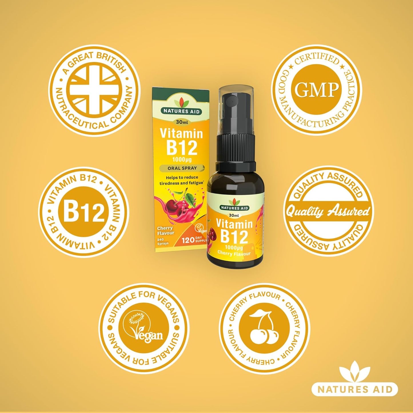 Vitamin B12 1000ug Oral Spray 30ml - Natures Aid - Food Supplements - Eco Natural Products