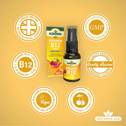 Vitamin B12 1000ug Oral Spray 30ml - Natures Aid - Food Supplements - Eco Natural Products