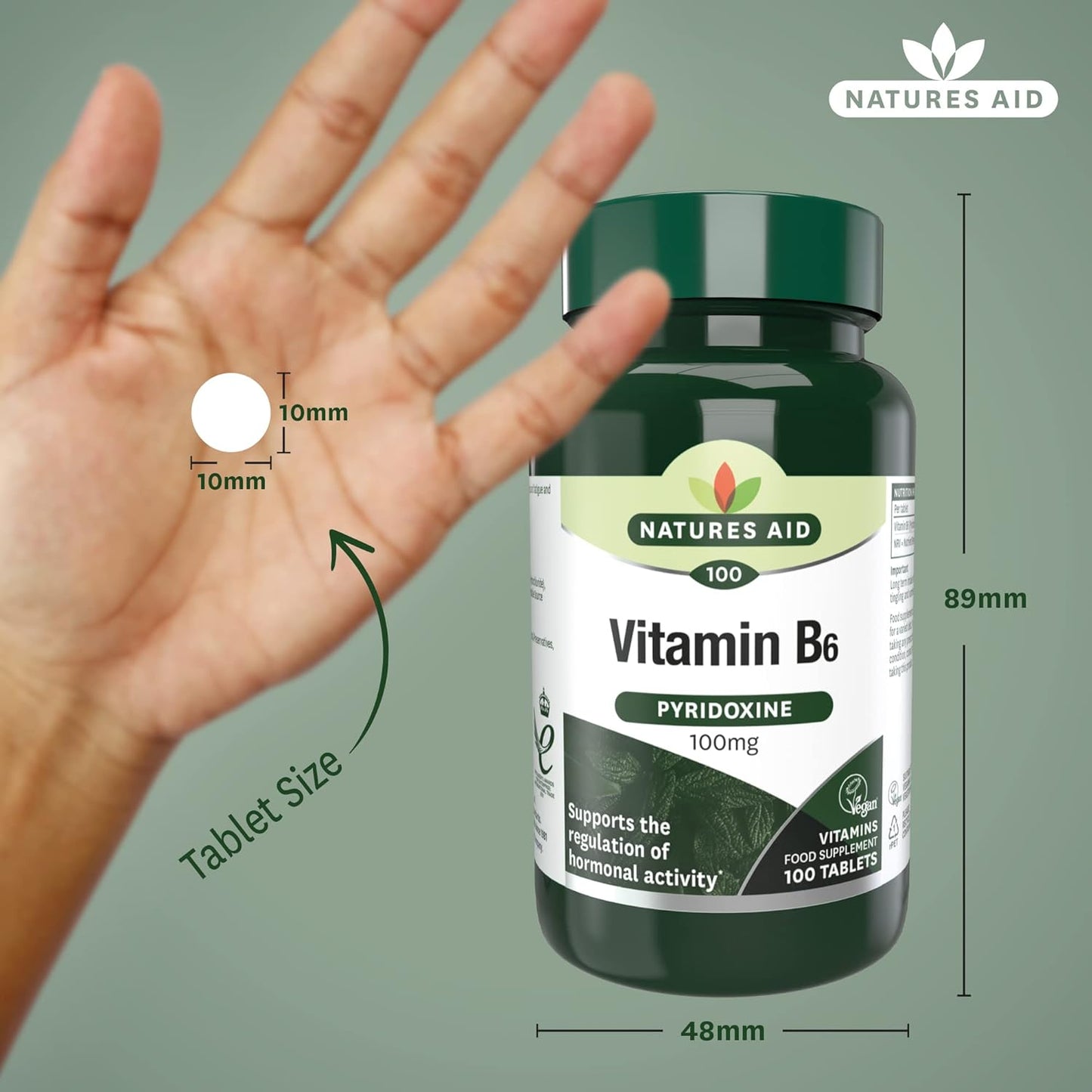 Vitamin B6 High Potency 100mg 100 Tablets - Natures Aid - Vitamins & Supplements - Eco Natural Products