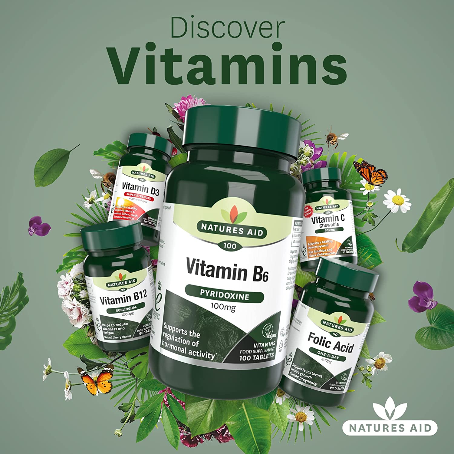 Vitamin B6 High Potency 100mg 100 Tablets - Natures Aid - Vitamins & Supplements - Eco Natural Products
