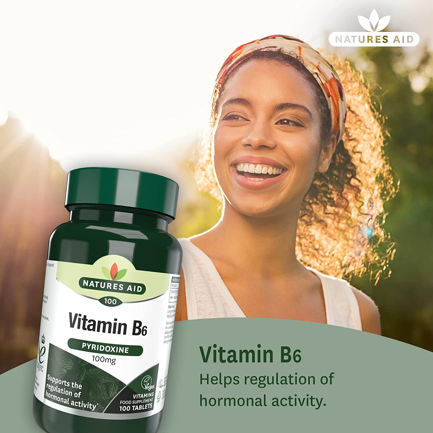 Vitamin B6 High Potency 100mg 100 Tablets - Natures Aid - Vitamins & Supplements - Eco Natural Products