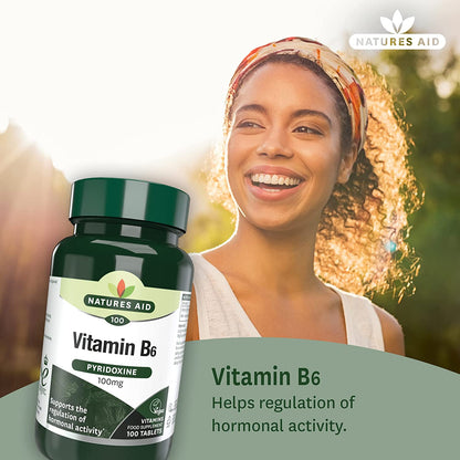 Vitamin B6 High Potency 100mg 100 Tablets - Natures Aid - Vitamins & Supplements - Eco Natural Products