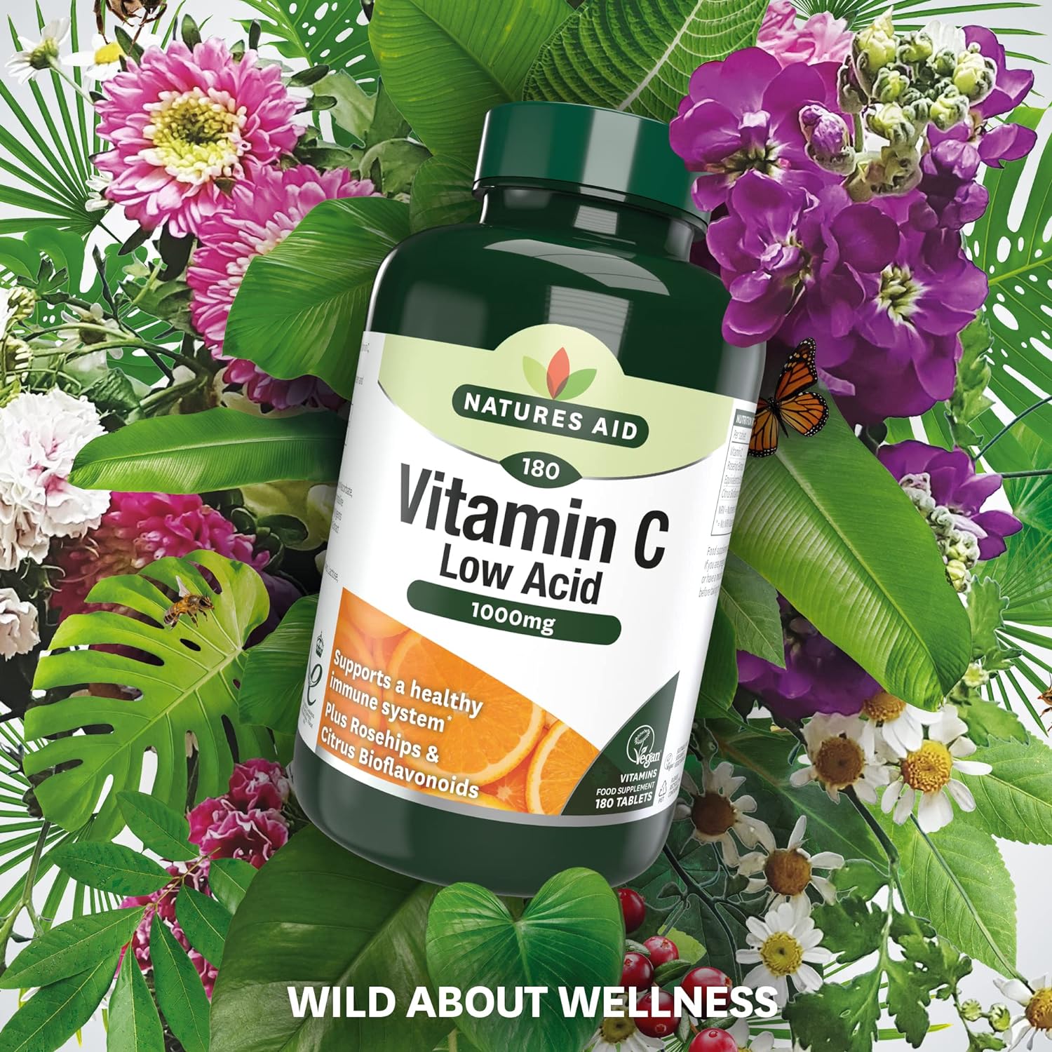Vitamin C 1000mg Low Acid 180 Tablets - Natures Aid - Vitamins & Supplements - Eco Natural Products