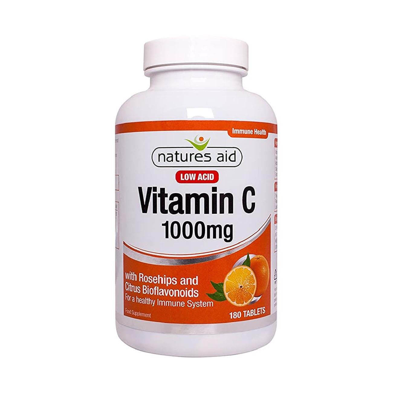 Vitamin C 1000mg Low Acid 180 Tablets - Natures Aid - Vitamins & Supplements - Eco Natural Products