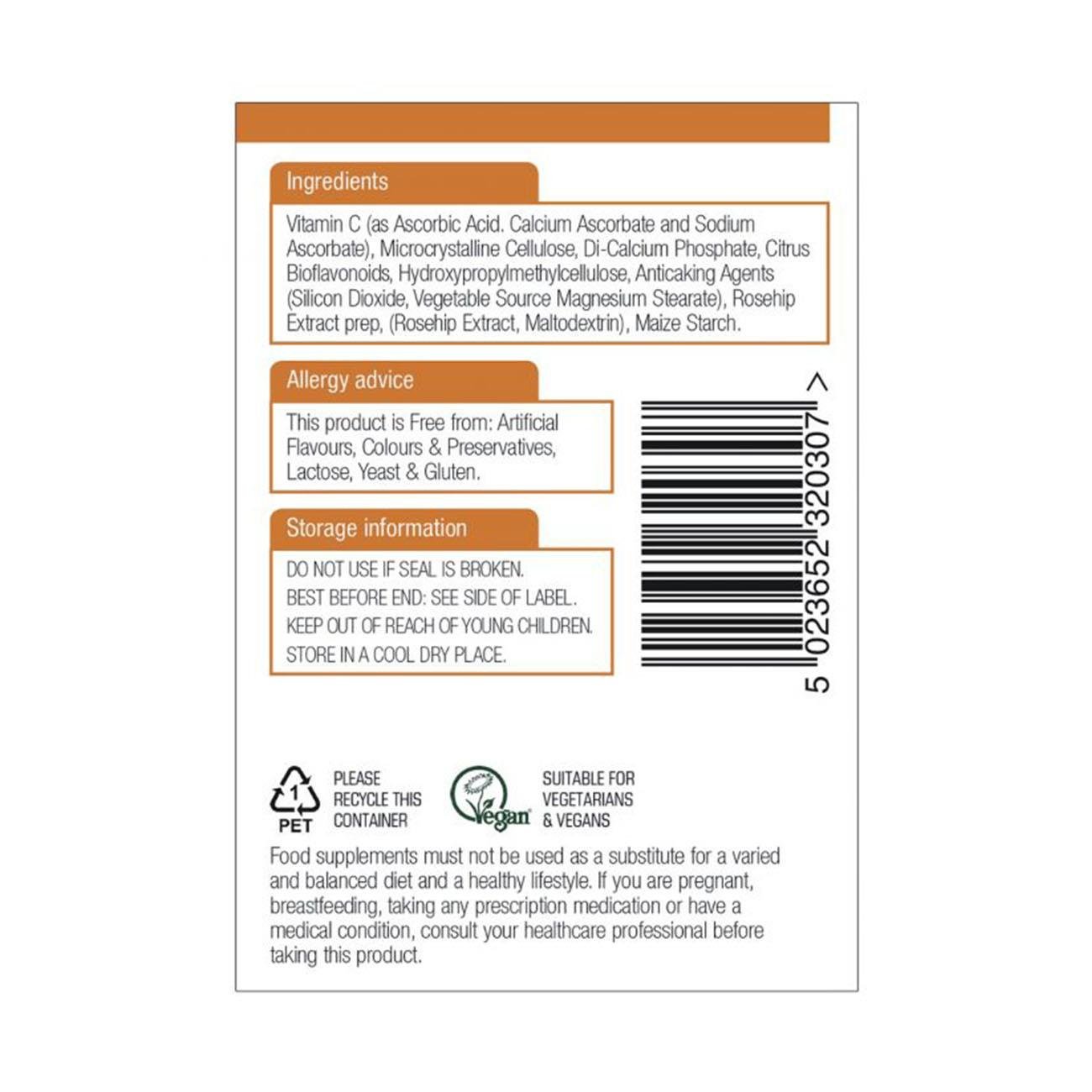 Vitamin C 1000mg Low Acid 30 Tabs - Natures Aid - Single Vitamins - Natures Aid