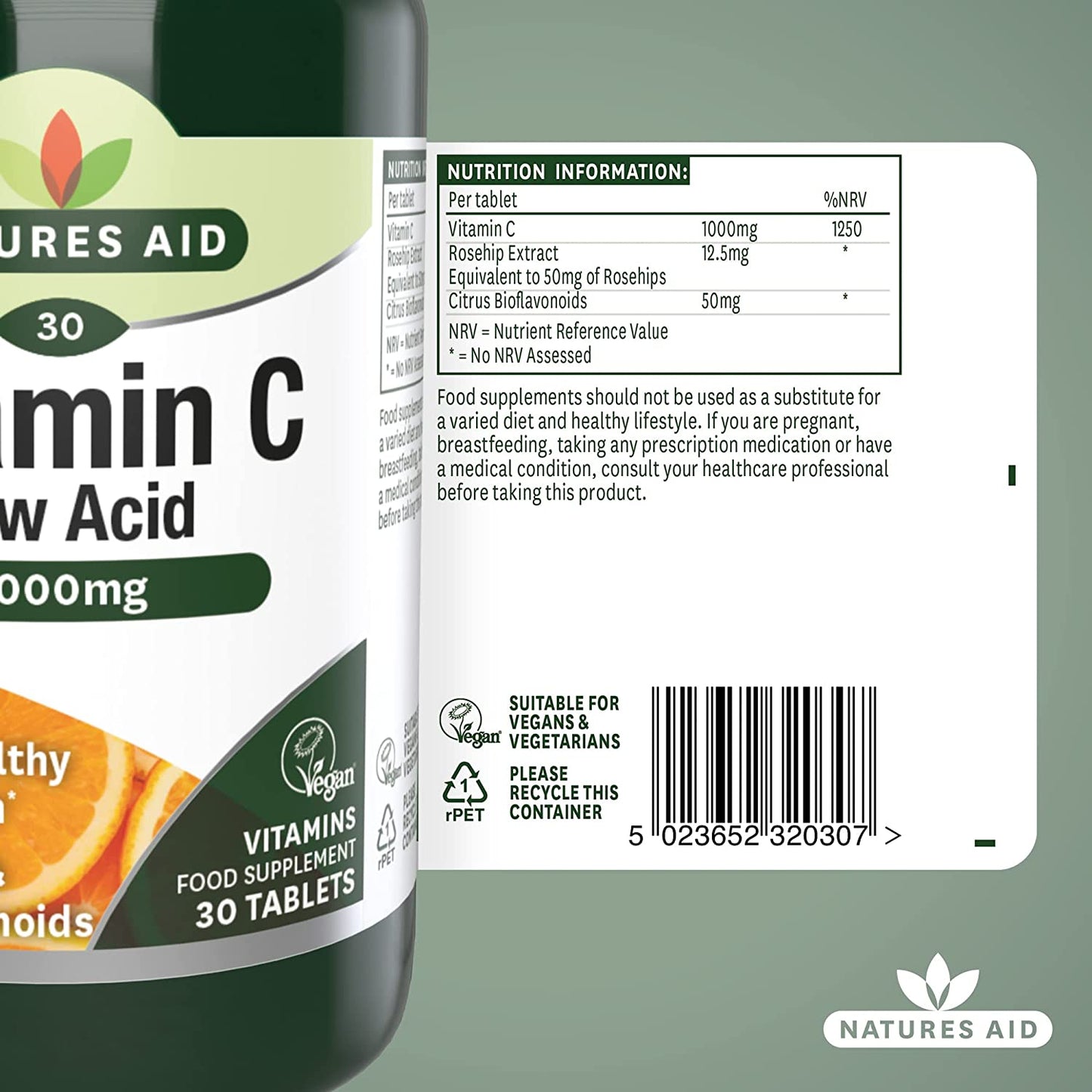 Vitamin C 1000mg Low Acid 30 Tabs - Natures Aid - Vitamins & Supplements - Eco Natural Products
