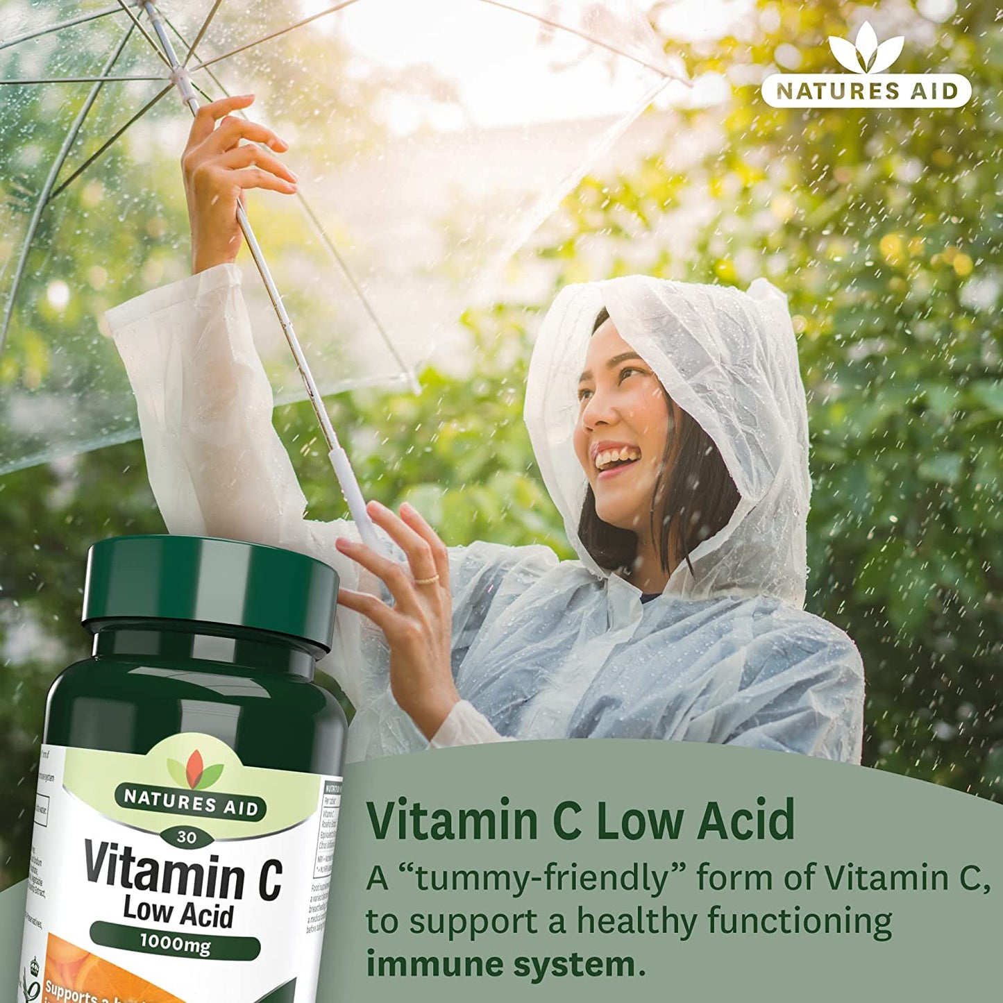 Vitamin C 1000mg Low Acid 30 Tabs - Natures Aid - Vitamins & Supplements - Eco Natural Products