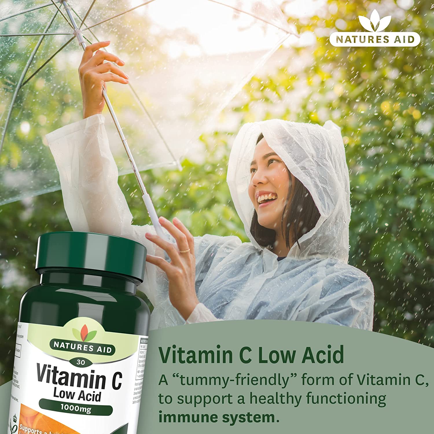 Vitamin C 1000mg Low Acid 30 Tabs - Natures Aid - Vitamins & Supplements - Eco Natural Products