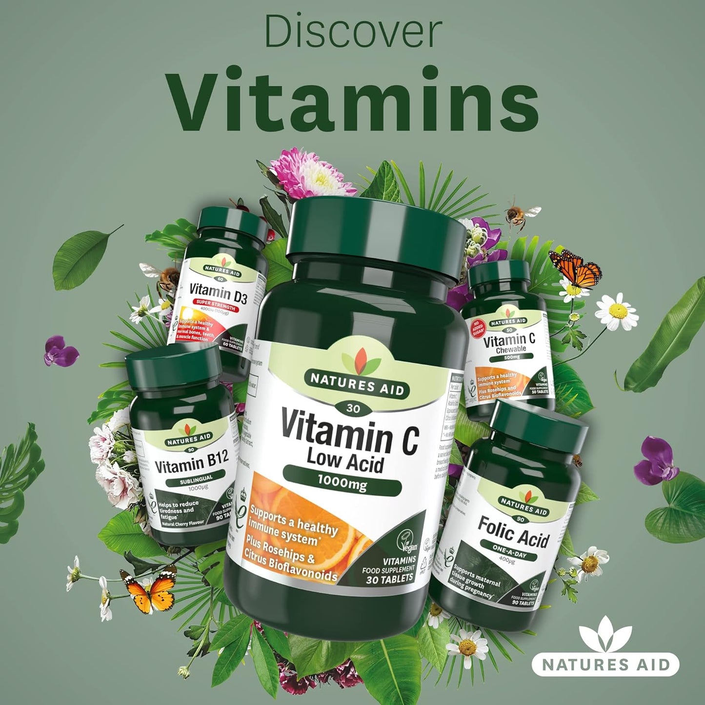 Vitamin C 1000mg Low Acid 30 Tabs - Natures Aid - Vitamins & Supplements - Eco Natural Products