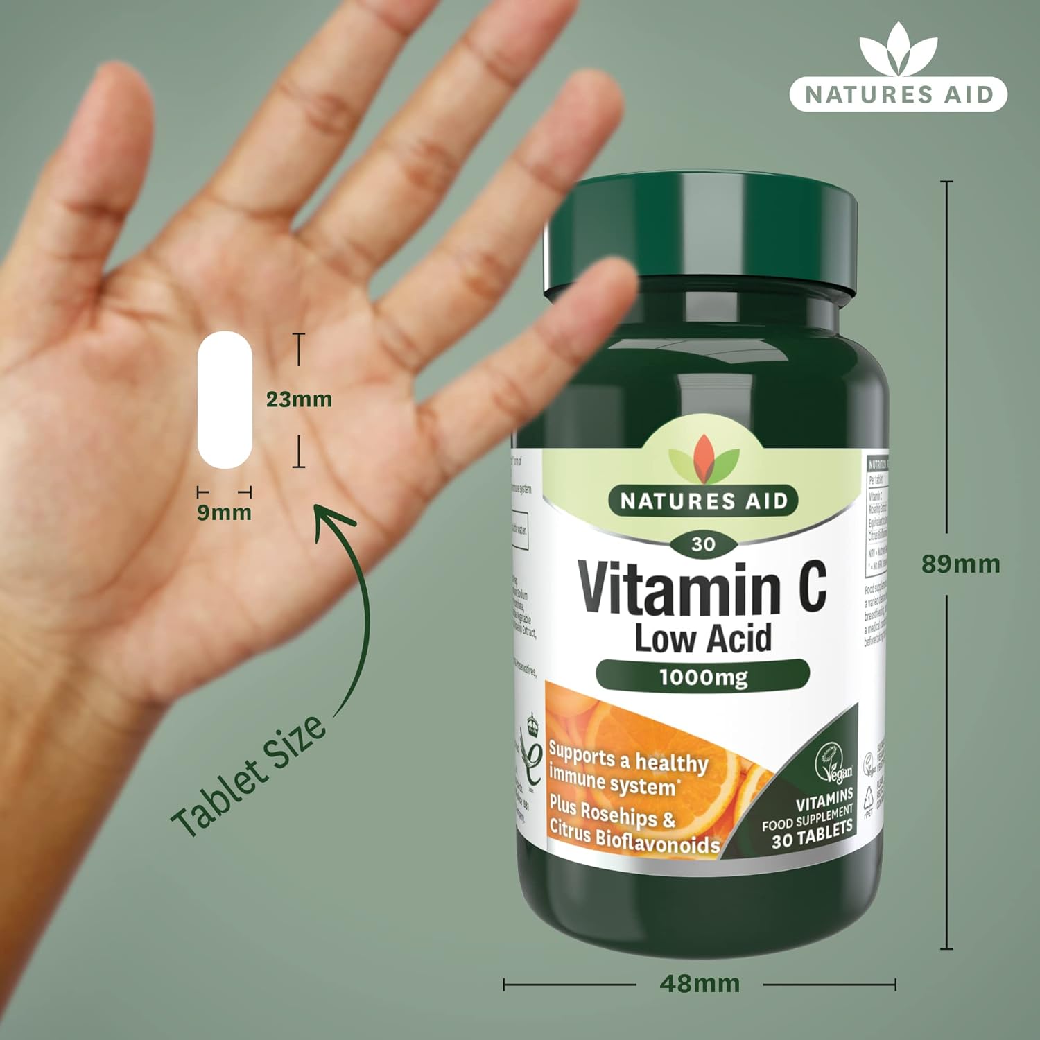 Vitamin C 1000mg Low Acid 30 Tabs - Natures Aid - Vitamins & Supplements - Eco Natural Products