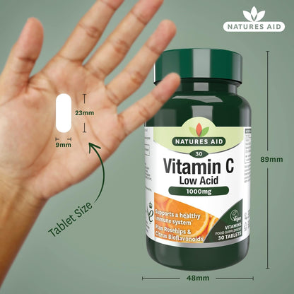 Vitamin C 1000mg Low Acid 30 Tabs - Natures Aid - Vitamins & Supplements - Eco Natural Products