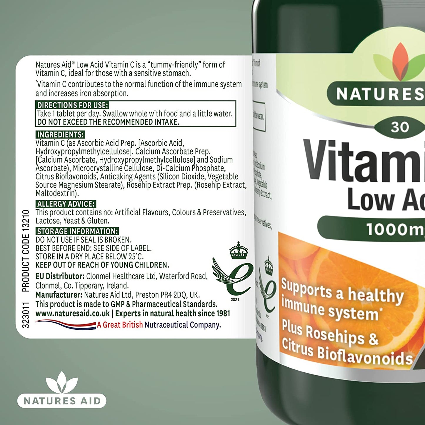 Vitamin C 1000mg Low Acid 30 Tabs - Natures Aid - Vitamins & Supplements - Eco Natural Products