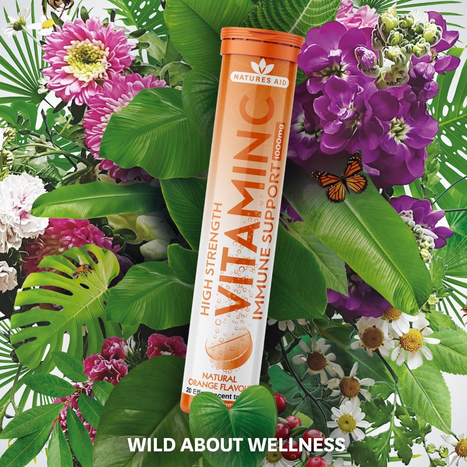 Vitamin C Effervescent 1000mg 20 Tablets - Natures Aid - Vitamins & Supplements - Eco Natural Products