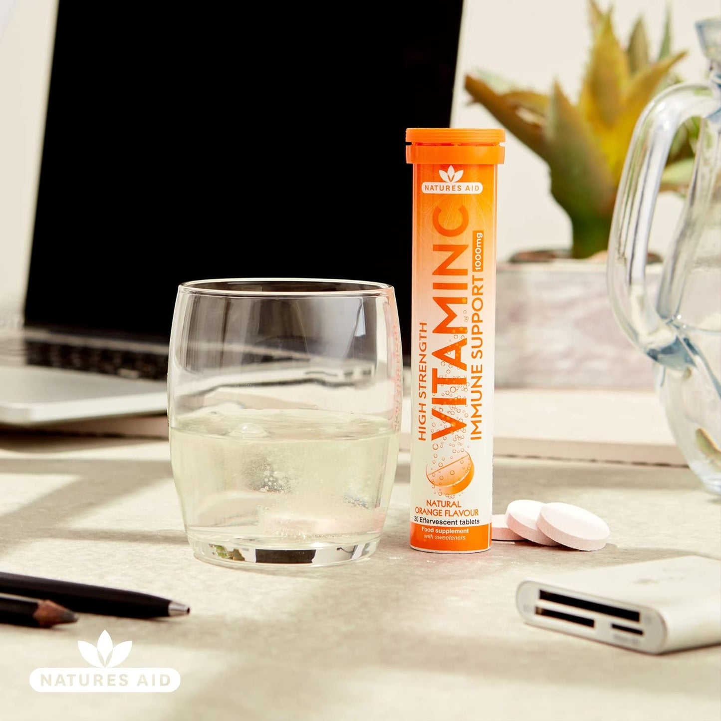 Vitamin C Effervescent 1000mg 20 Tablets - Natures Aid - Vitamins & Supplements - Eco Natural Products