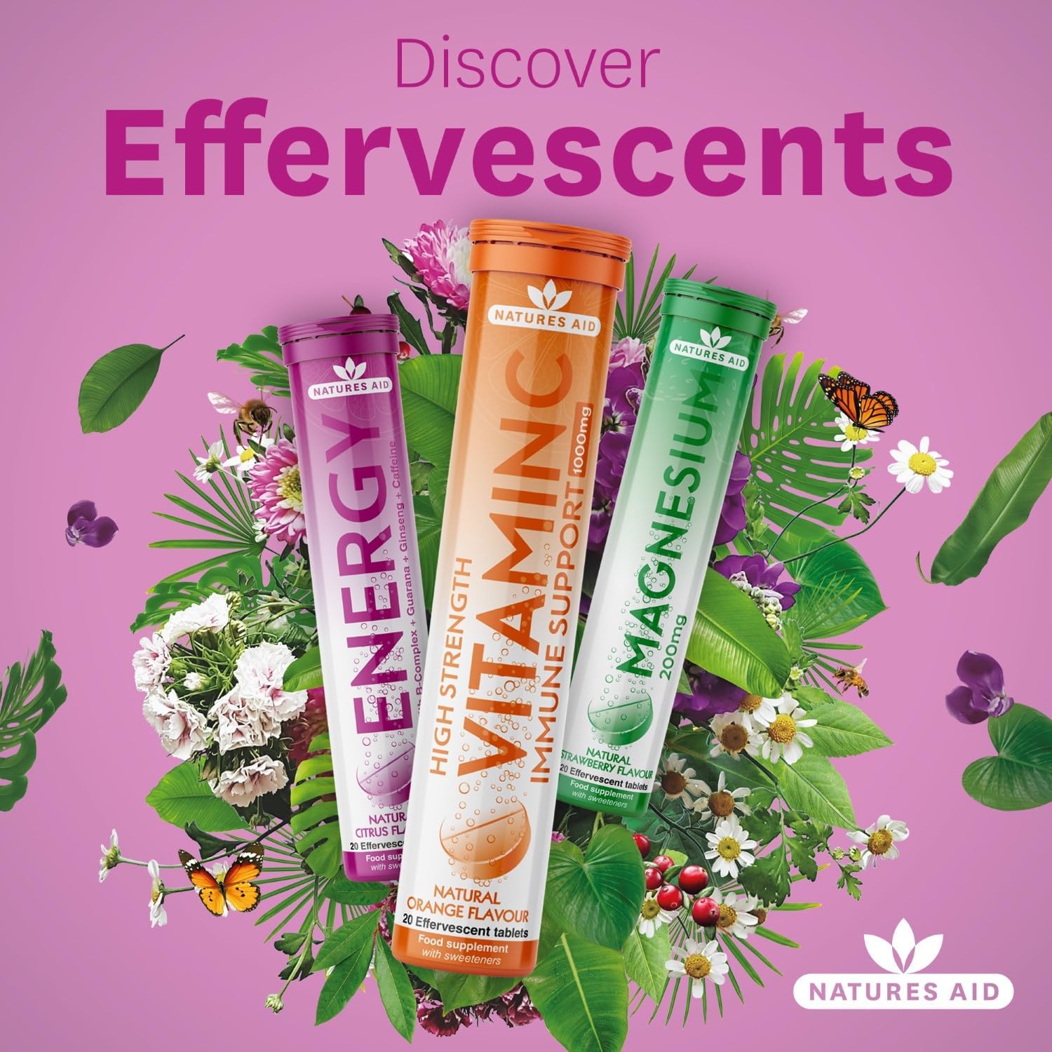 Vitamin C Effervescent 1000mg 20 Tablets - Natures Aid - Vitamins & Supplements - Eco Natural Products