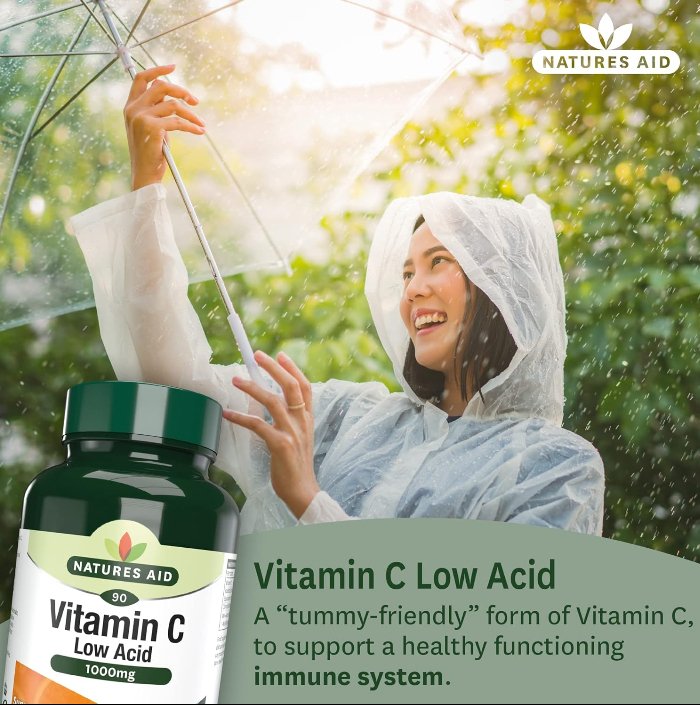 Vitamin C Low Acid 1000mg (180+60) 240 Tablets - Natures Aid - Vitamins & Supplements - Eco Natural Products