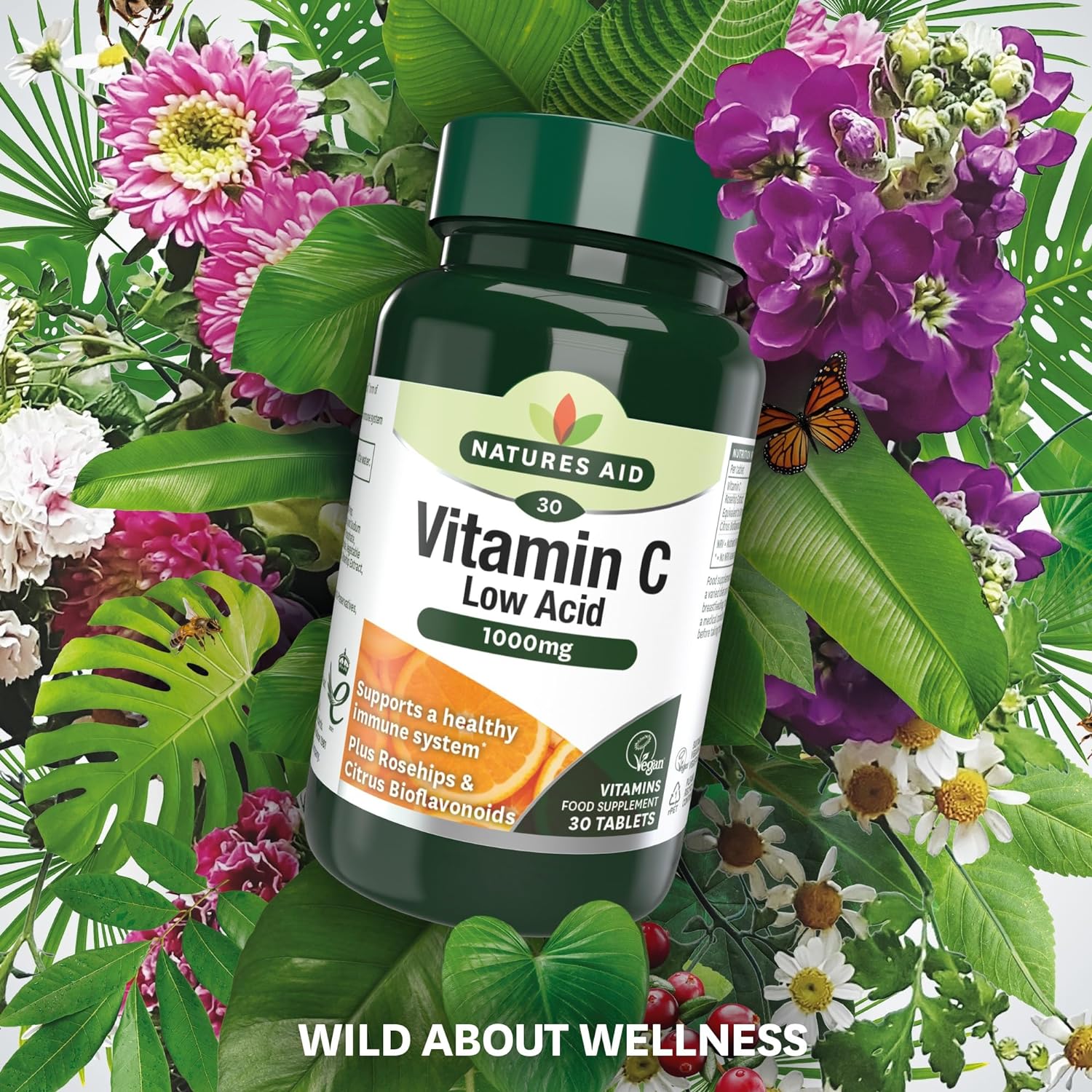 Vitamin C Low Acid 1000mg (30+10) 40 Tablets [BLACK FRIDAY] - Eco Natural Products - Natures Aid - Vitamins & Supplements