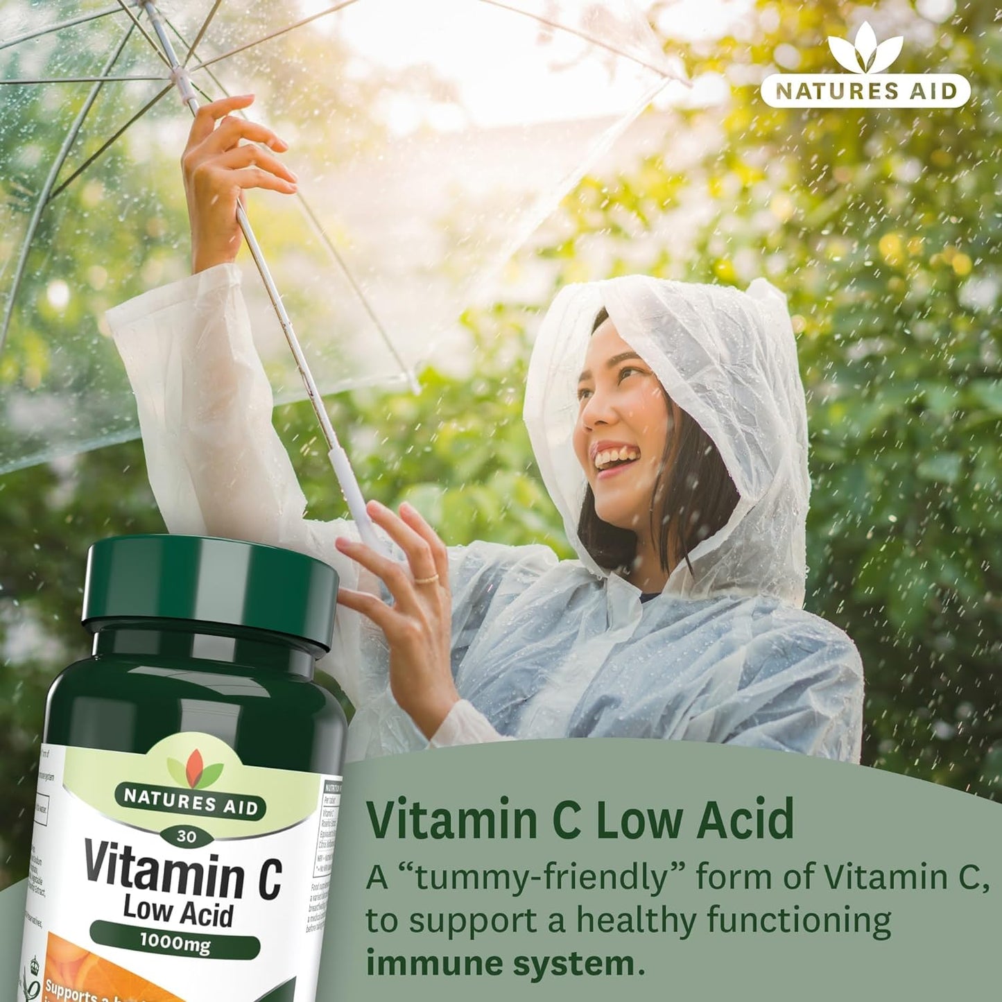 Vitamin C Low Acid 1000mg (30+10) 40 Tablets - Natures Aid - Vitamins & Supplements - Eco Natural Products