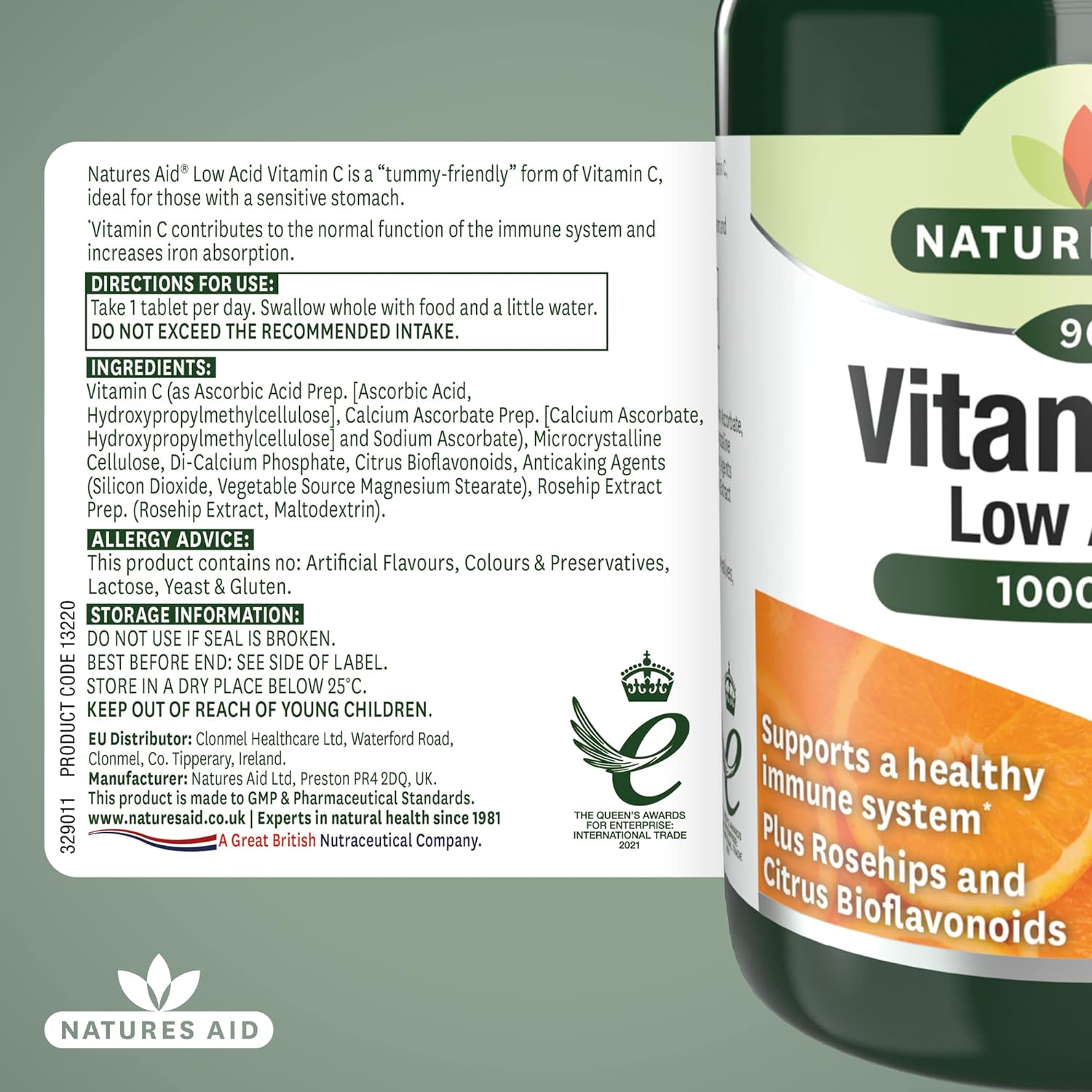 Vitamin C Low Acid 1000mg (90+30) 120 Tablets - Natures Aid - Vitamins & Supplements - Eco Natural Products