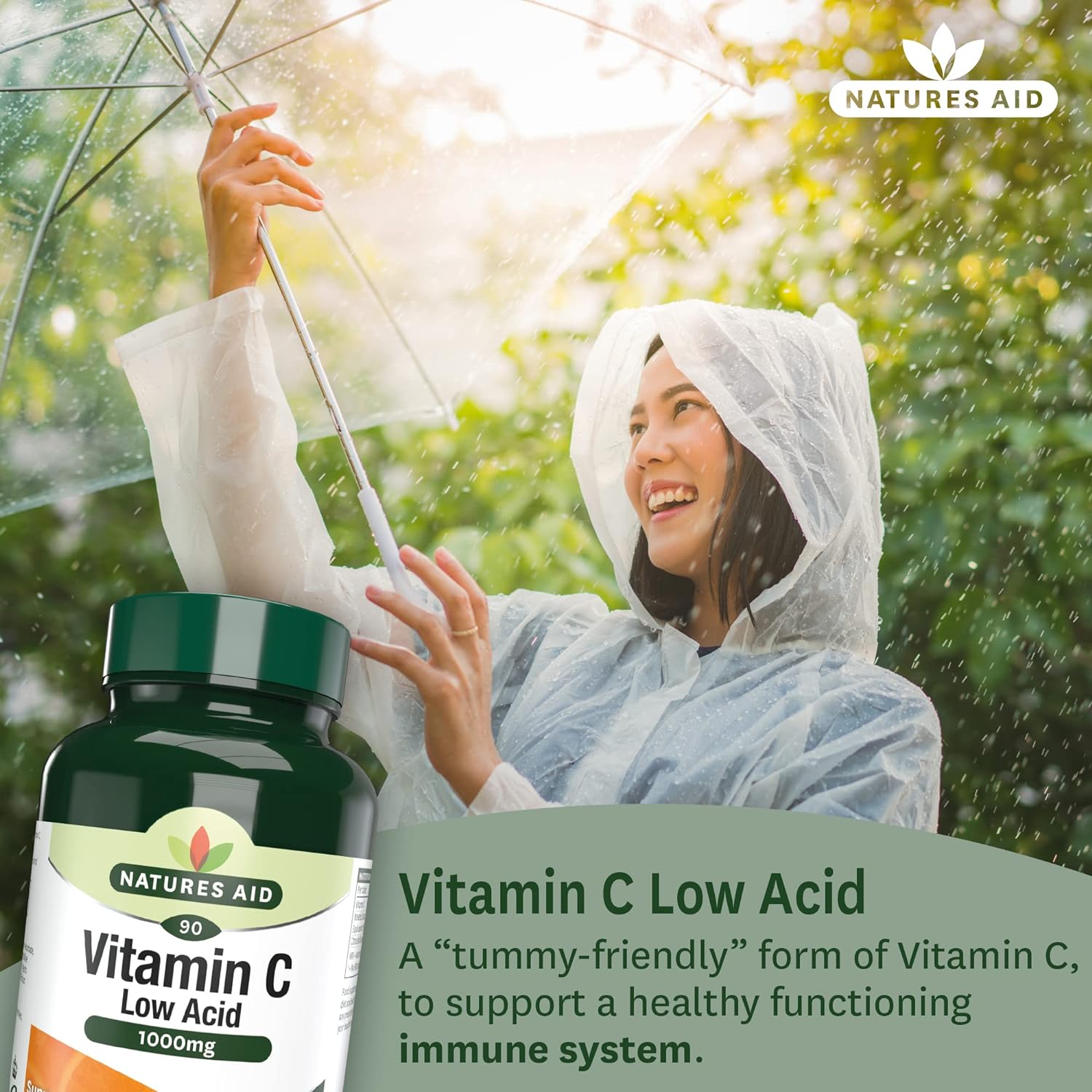 Vitamin C Low Acid 1000mg (90+30) 120 Tablets - Natures Aid - Vitamins & Supplements - Eco Natural Products