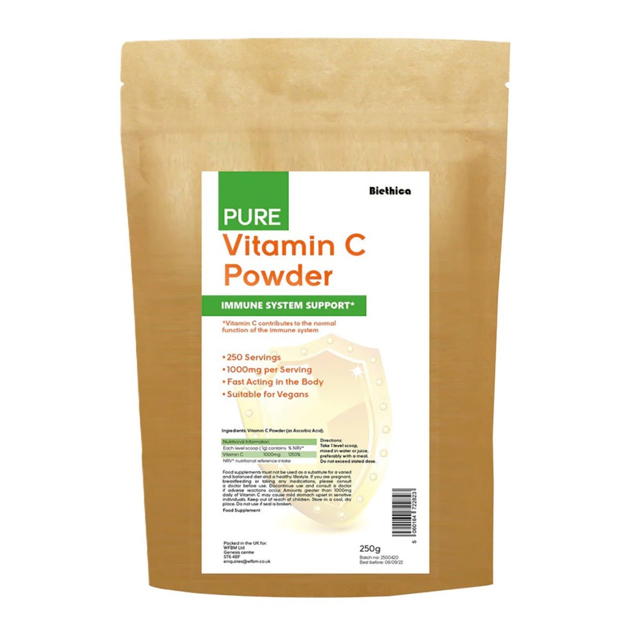 Vitamin C Powder 250g - Biethica - Vitamins - Eco Natural Products