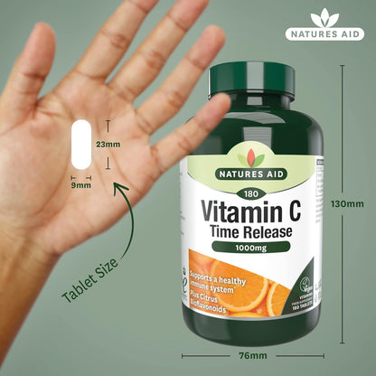 Vitamin C Time Release 1000mg 180 Tablets - Natures Aid - Vitamins & Supplements - Eco Natural Products