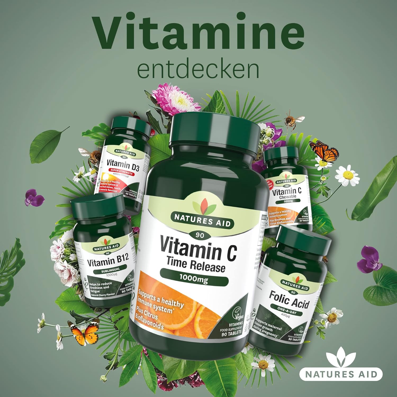 Vitamin C Time Release 1000mg 90 Tablets - Natures Aid - Vitamins & Supplements - Eco Natural Products