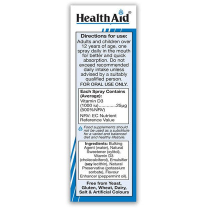 Vitamin D3 1000iu Spray 20ml - HealthAid - Single Vitamins - HealthAid