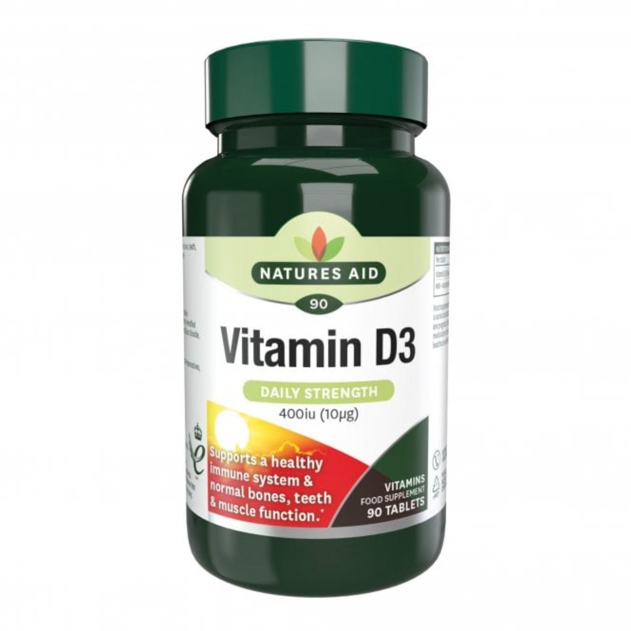 Vitamin D3 400iu 90 Tablets - Eco Natural Products - Natures Aid - Vitamins & Supplements