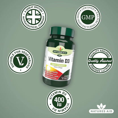 Vitamin D3 400iu 90 Tablets - Natures Aid - Vitamins & Supplements - Eco Natural Products