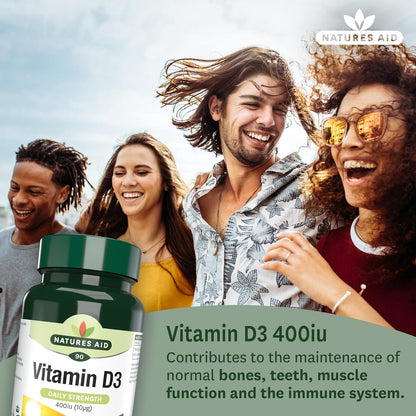 Vitamin D3 400iu 90 Tablets - Natures Aid - Vitamins & Supplements - Eco Natural Products