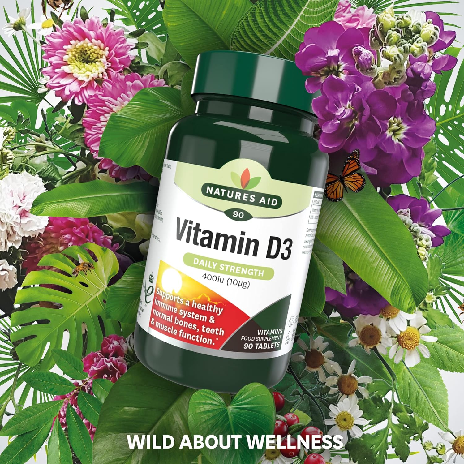 Vitamin D3 400iu 90 Tablets - Eco Natural Products - Natures Aid - Vitamins & Supplements