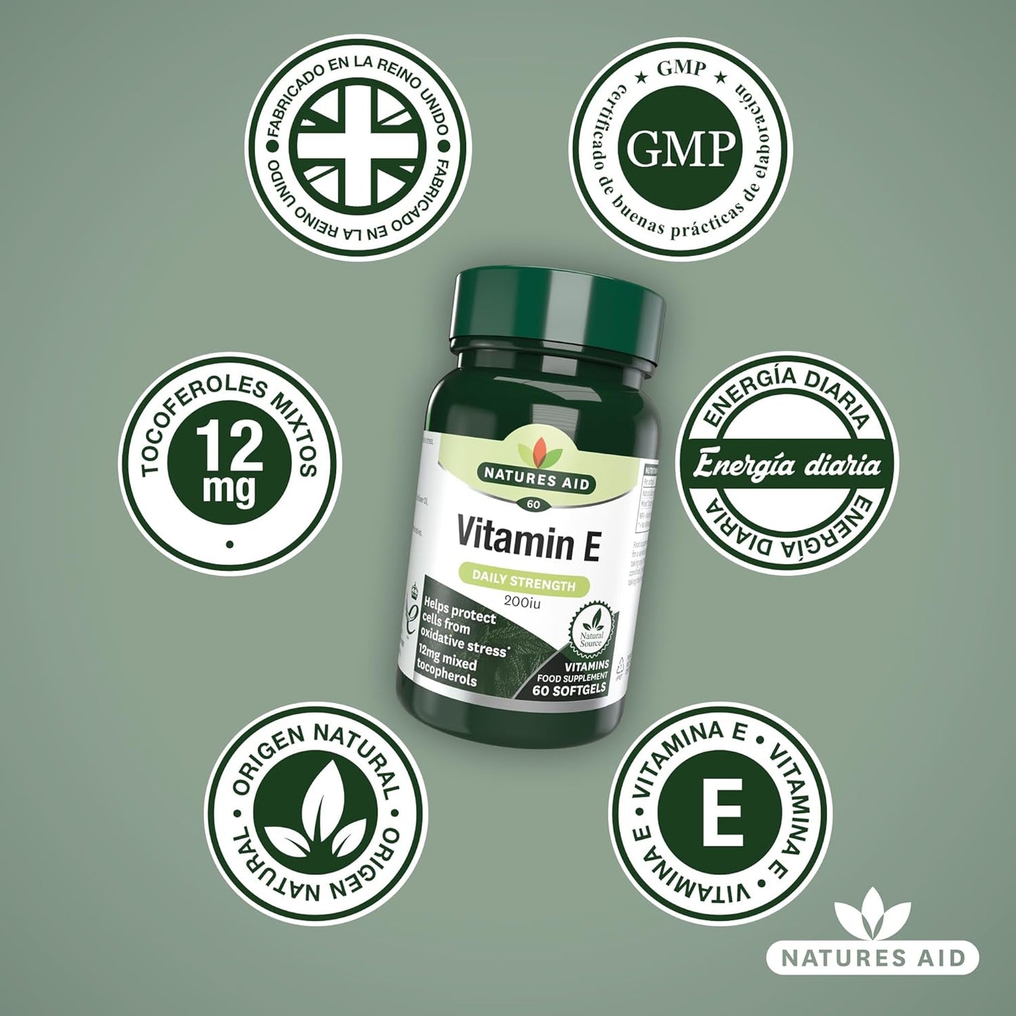 Vitamin E 200iu 60 Softgels - Natures Aid - Vitamins & Supplements - Eco Natural Products