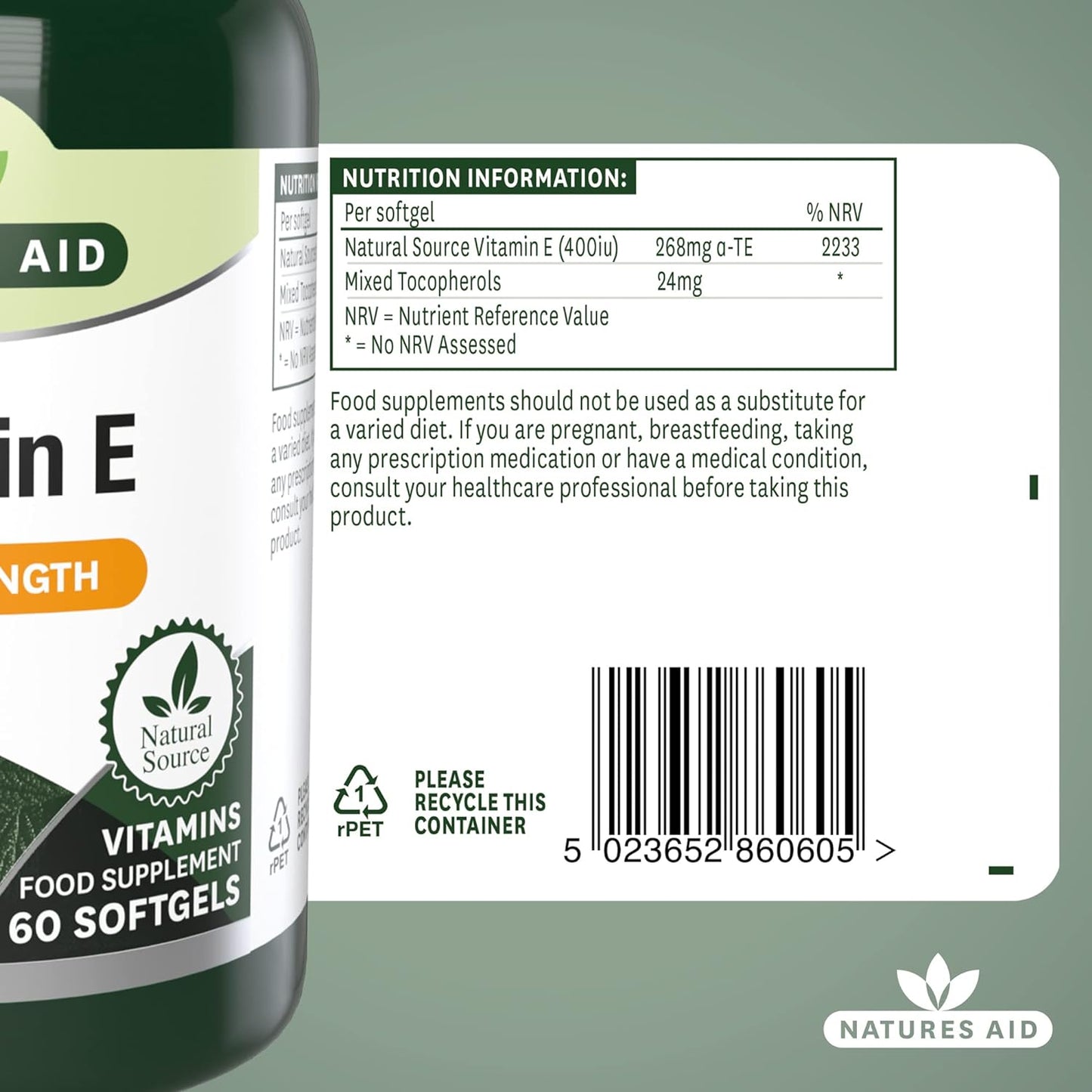 Vitamin E 400iu 60 Softgels - Natures Aid - Vitamins & Supplements - Eco Natural Products