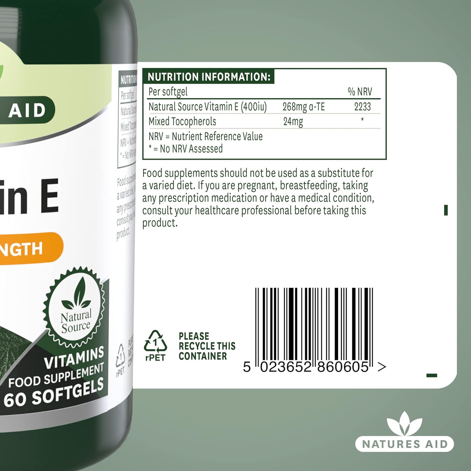 Vitamin E 400iu 60 Softgels - Natures Aid - Vitamins & Supplements - Eco Natural Products