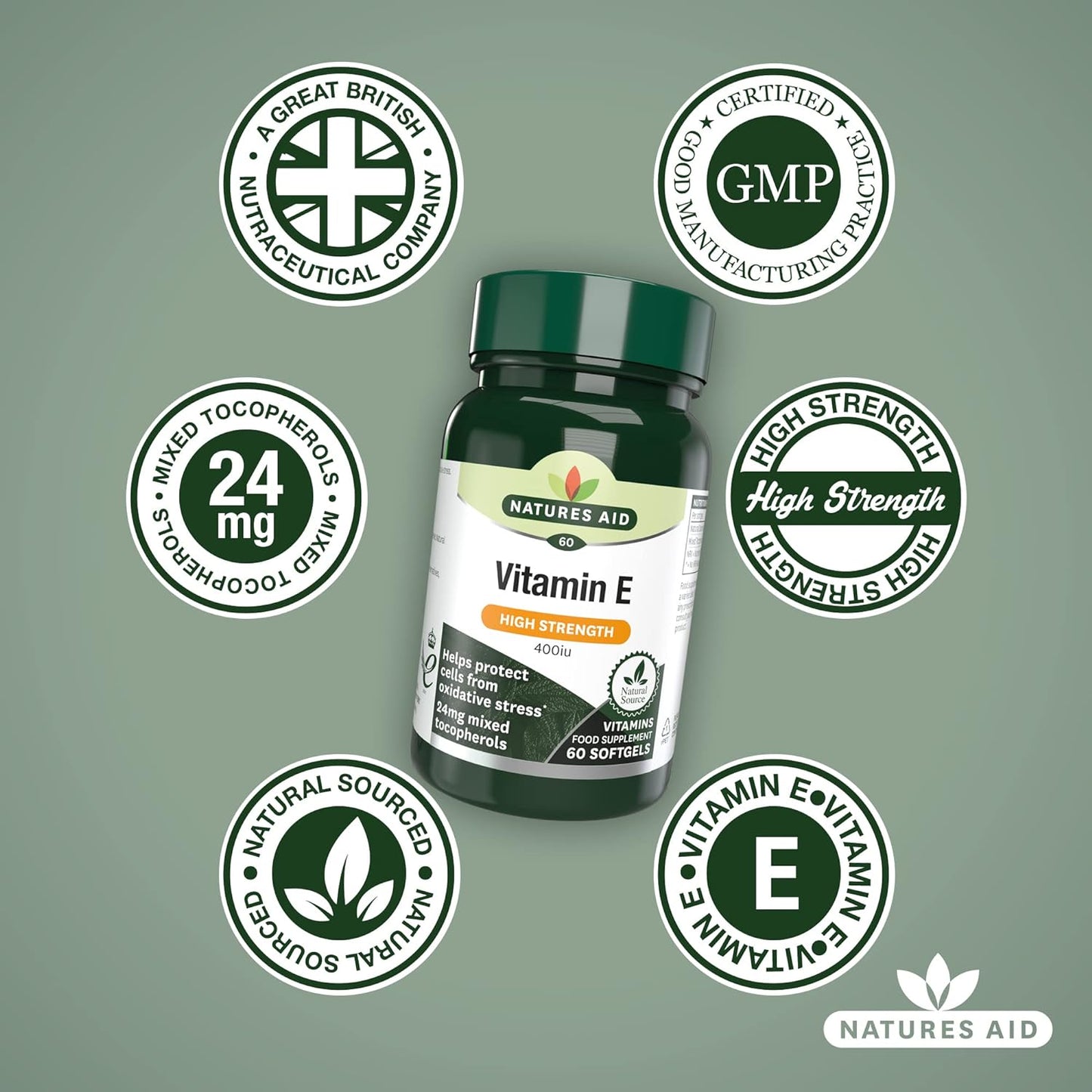 Vitamin E 400iu 60 Softgels - Natures Aid - Vitamins & Supplements - Eco Natural Products