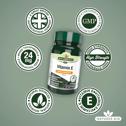 Vitamin E 400iu 60 Softgels - Natures Aid - Vitamins & Supplements - Eco Natural Products
