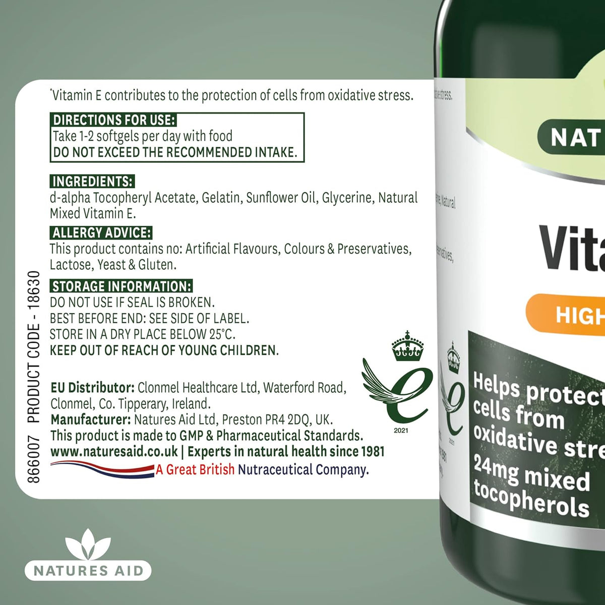 Vitamin E 400iu 60 Softgels - Natures Aid - Vitamins & Supplements - Eco Natural Products