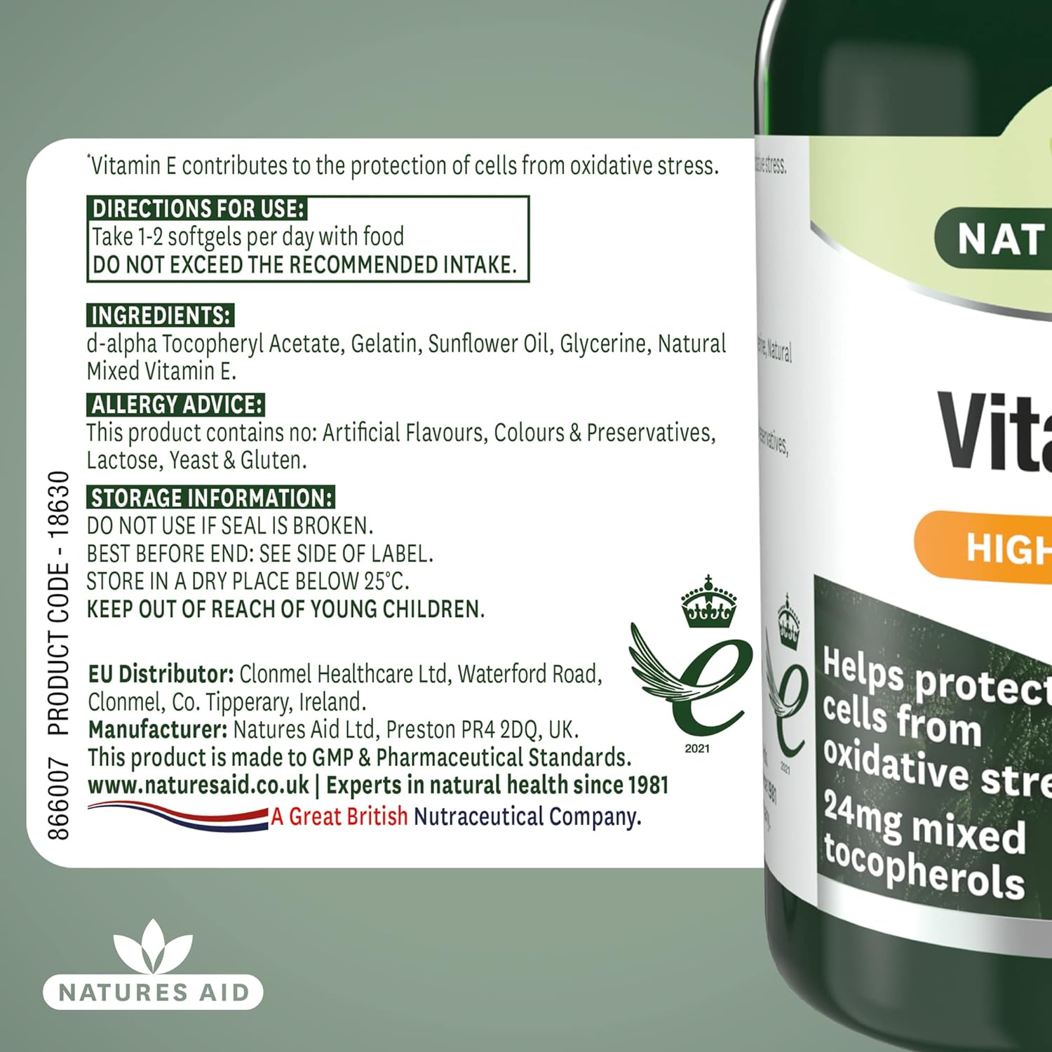 Vitamin E 400iu 60 Softgels - Natures Aid - Vitamins & Supplements - Eco Natural Products