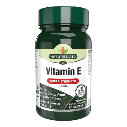 Vitamin E High Strength 1000iu 30 softgels - Natures Aid - Vitamins & Supplements - Eco Natural Products