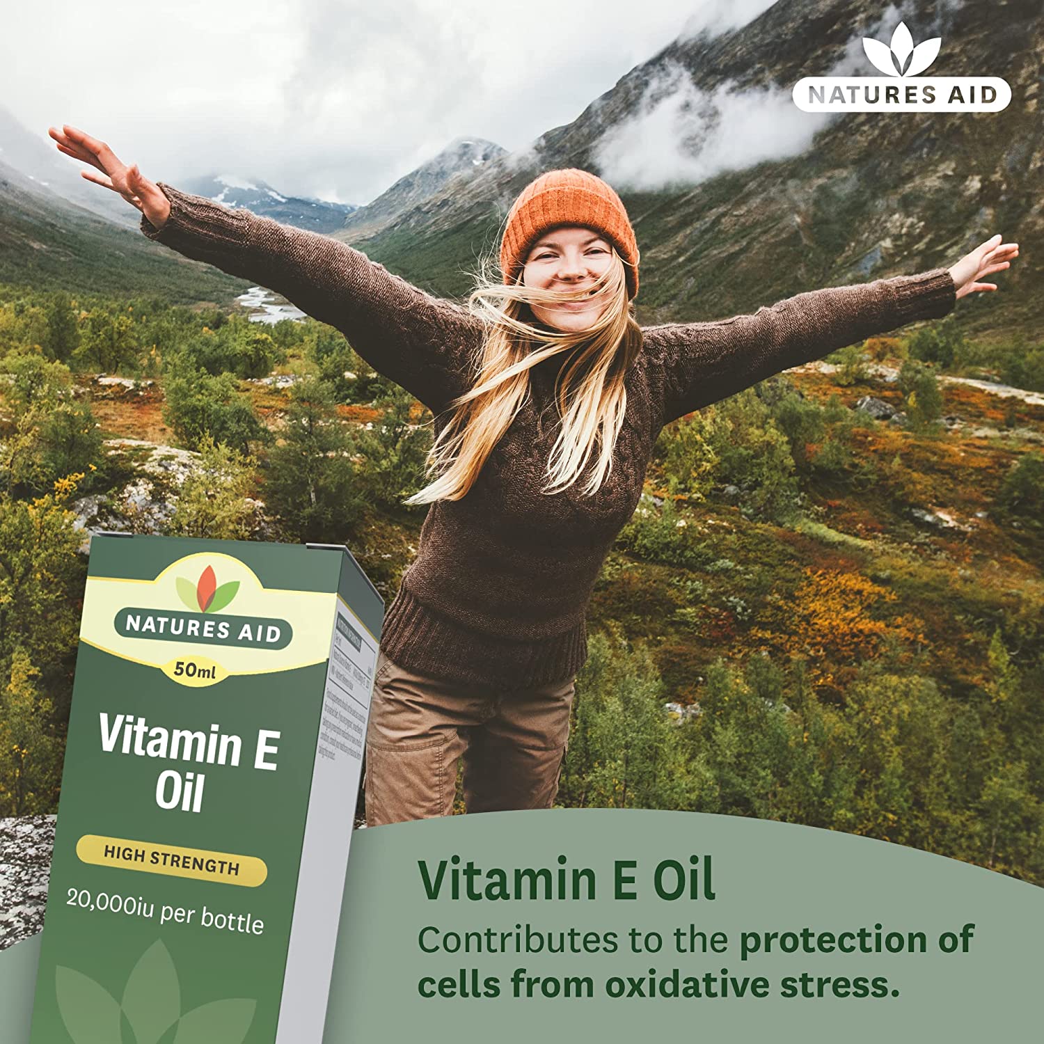 Vitamin E Oil High Strength 20,000 50ml - Natures Aid - Vitamins & Supplements - Eco Natural Products