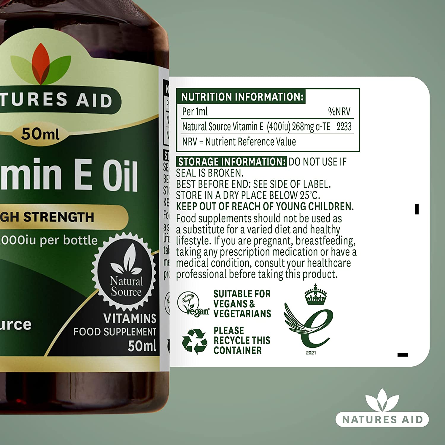 Vitamin E Oil High Strength 20,000 50ml - Natures Aid - Vitamins & Supplements - Eco Natural Products