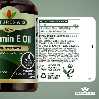 Vitamin E Oil High Strength 20,000 50ml - Natures Aid - Vitamins & Supplements - Eco Natural Products