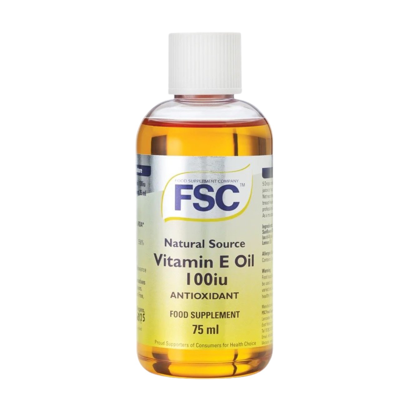 Vitamin E Oil Liquid 100iu 75ml - FSC - Food Supplement - Eco Natural Products