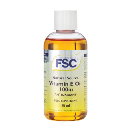 Vitamin E Oil Liquid 100iu 75ml - FSC - Food Supplement - Eco Natural Products