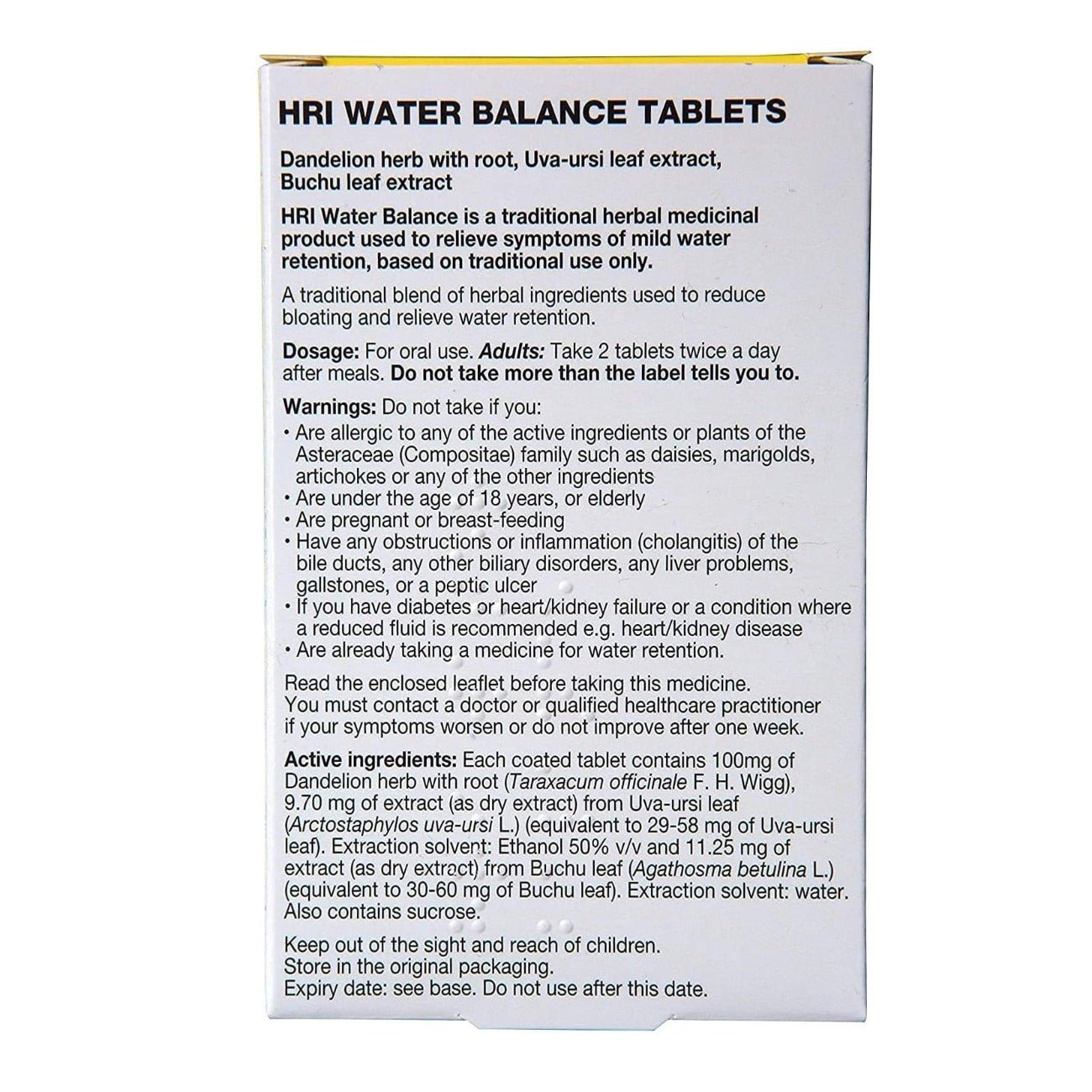 Water Balance 60 Tablets - HRI - Botanical & Food Supplements - Eco Natural Products