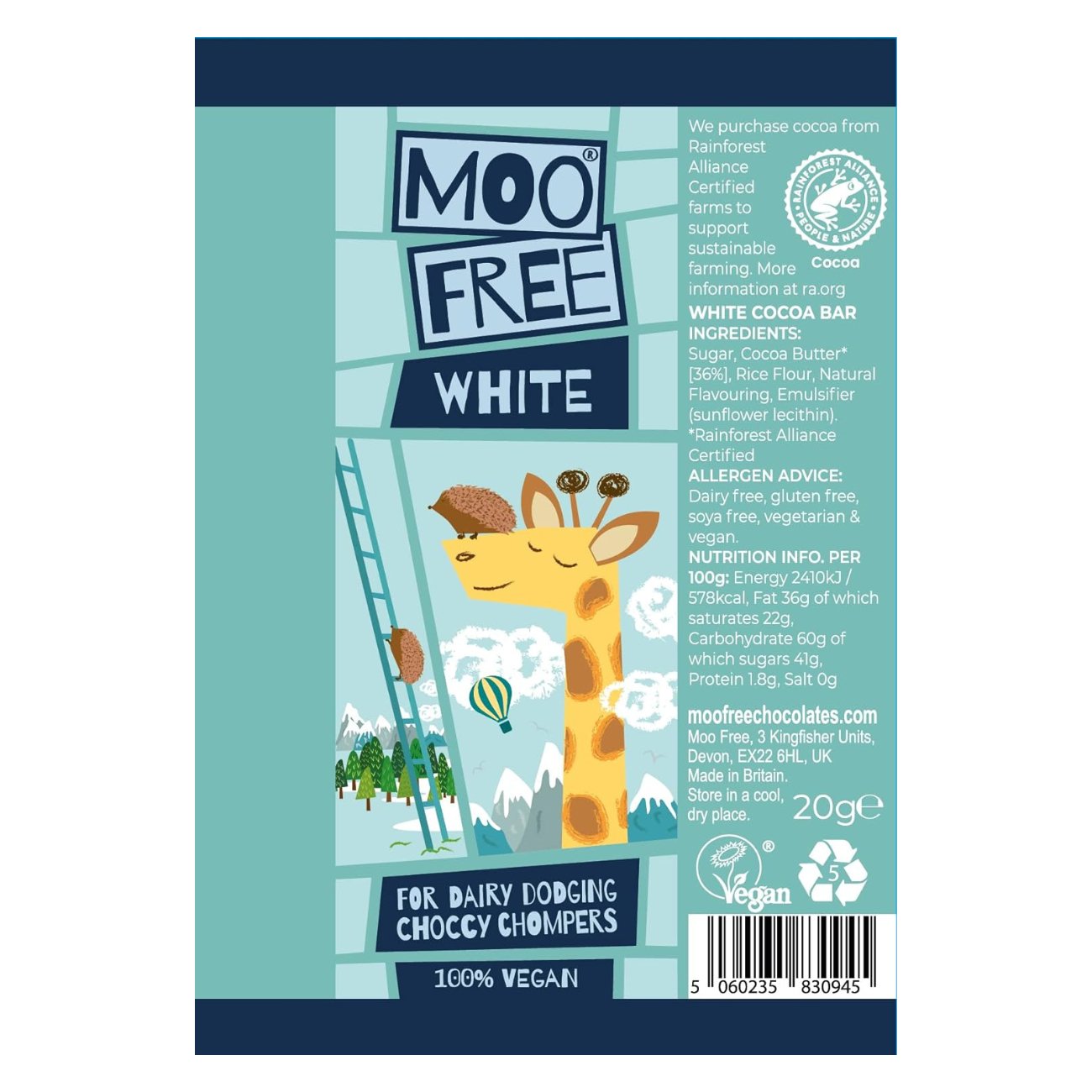 White Chocolate Dairy Free & Vegan Mini Bar 20g - Moo Free - Chocolate - Eco Natural Products