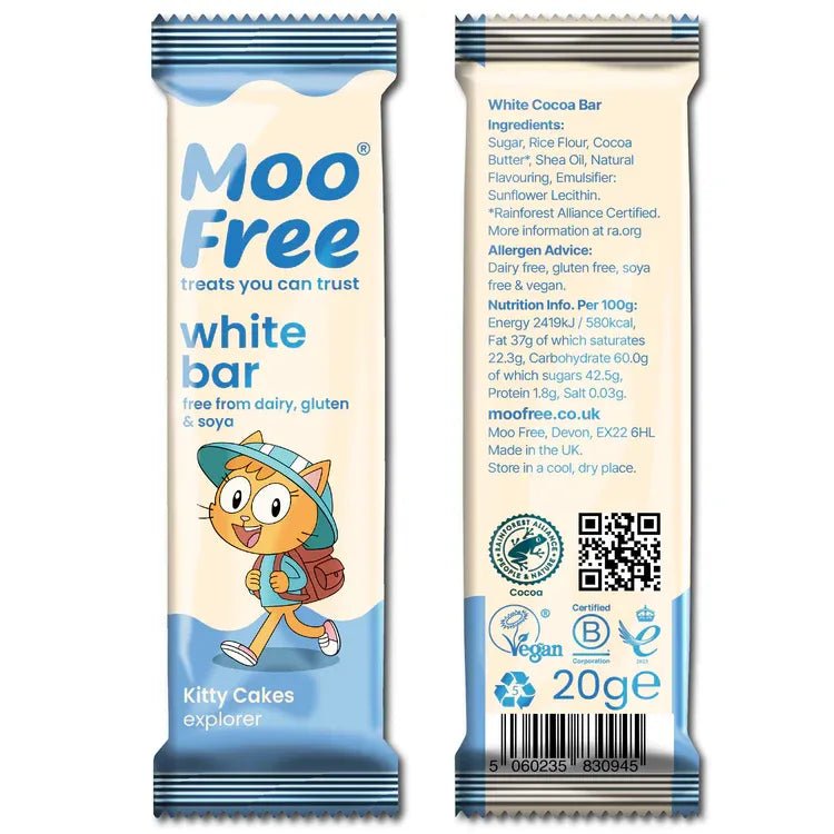 White Chocolate Dairy Free & Vegan Mini Bar 20g - Moo Free - Chocolate Bar - Moo Free